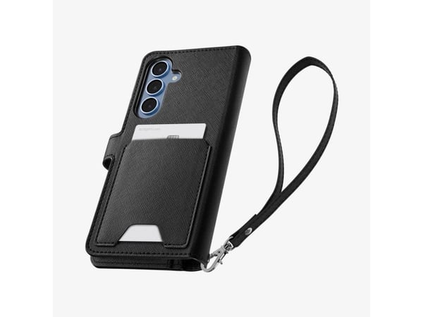 Spigen Wallet S - Lommebok for mobiltelefon - polykarbonat, termoplast-polyuretan (TPU) - svart - for Samsung Galaxy S25+