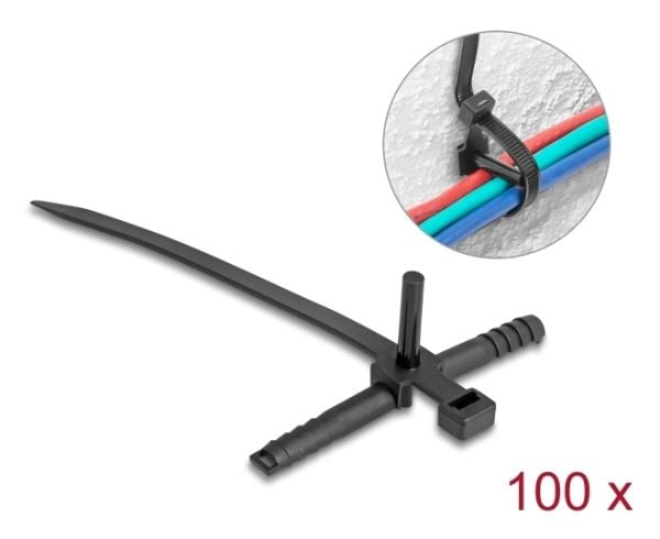Delock kaapelinsiteet tapilla L 150 x W 7,0 mm musta 100 kpl