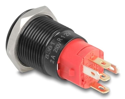 DeLOCK 22013, Painikekytkin, Muovi, musta, Punainen, IP65, LED, 1,6 cm