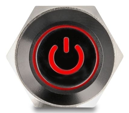 DeLOCK 22013, Painikekytkin, Muovi, musta, Punainen, IP65, LED, 1,6 cm