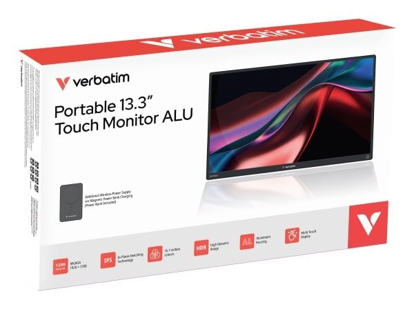 Verbatim - Light Series - LCD-skjerm - 13.3" - portabel - berøringsskjerm - 1920 x 1200 WUXGA @ 60 Hz - IPS - 250 cd/m² - 1000:1 - 6 ms - HDMI, USB...