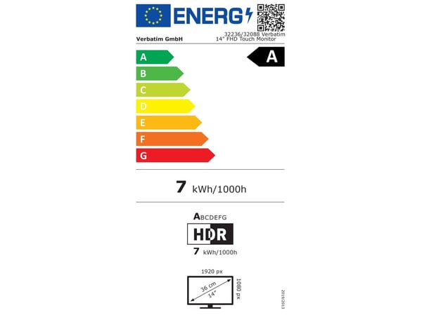Verbatim - Light Series - LED-skjerm - 14" - portabel - berøringsskjerm - 1920 x 1080 Full HD (1080p) @ 60 Hz - IPS - 250 cd/m² - 1000:1 - 6 ms - H...