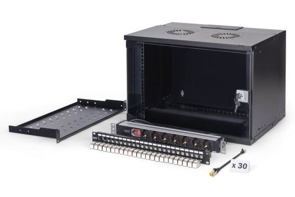 Digitus SOHO PRO Series - Skap - 540x400 mm (WxD) - veggmonterbar - RAL 9005, svart - 7U - 19"