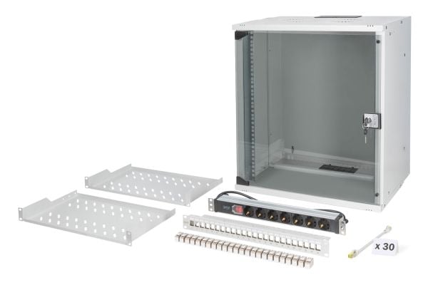 Digitus SOHO PRO Series - Skap - 540x400 mm (WxD) - veggmonterbar - RAL 7035, lysegrå - 12U - 19"