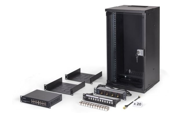 Digitus SOHO PRO Series - Skap - 315 x 300 mm (W x D) - veggmonterbar - RAL 9005, svart - 12U - 10"