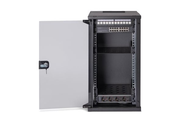 Digitus SOHO PRO Series - Skap - 315 x 300 mm (W x D) - veggmonterbar - RAL 9005, svart - 12U - 10"
