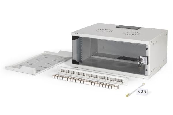 Digitus SOHO PRO Series - Skap - 540x400 mm (WxD) - veggmonterbar - RAL 7035, lysegrå - 4U - 19"