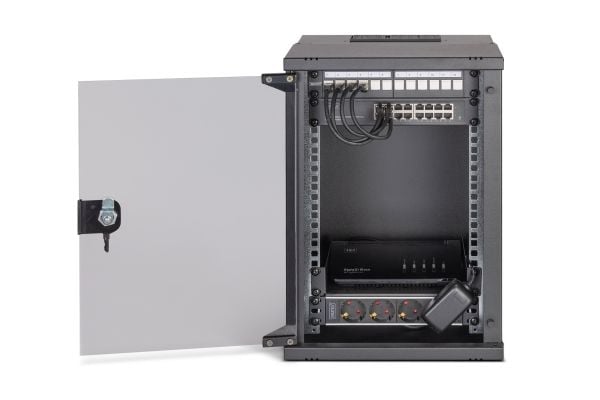 Digitus SOHO PRO Series - Skap - 315 x 300 mm (W x D) - veggmonterbar - RAL 9005, svart - 9U - 10"