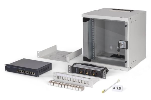 Digitus SOHO PRO Series - Skap - 315x300 mm (WxD) - veggmonterbar - RAL 7035, lysegrå - 6U - 10"
