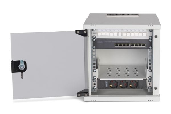 Digitus SOHO PRO Series - Skap - 315x300 mm (WxD) - veggmonterbar - RAL 7035, lysegrå - 6U - 10"