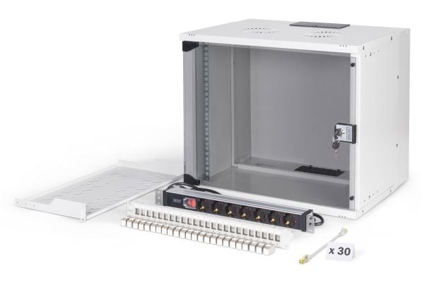 Digitus SOHO PRO Series - Skap - 540x400 mm (WxD) - veggmonterbar - RAL 7035, lysegrå - 9U - 19"