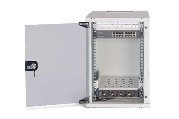Digitus SOHO PRO Series - Skap - 315 x 300 mm (W x D) - veggmonterbar - RAL 7035, lysegrå - 9U - 10"