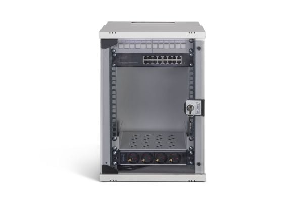 Digitus SOHO PRO Series - Skap - 315 x 300 mm (W x D) - veggmonterbar - RAL 7035, lysegrå - 9U - 10"