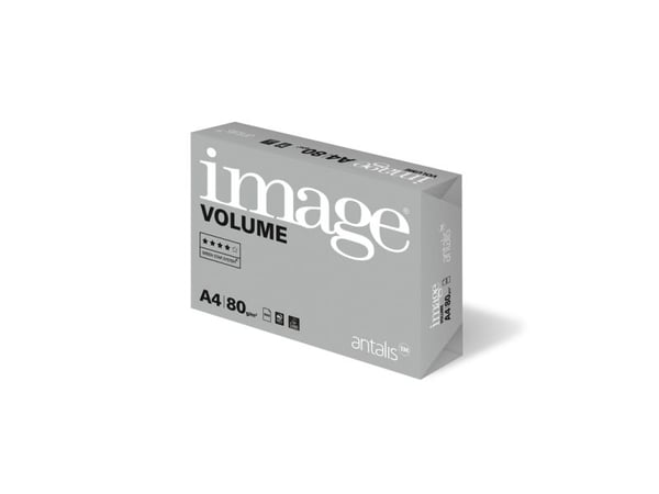 Image, Volume, hvid, 4 huller DIN Kopipapir, træfri ECF, 80g/m2, 210mm x 297mm, A4, Smal bane, pakke - (5 stk.)