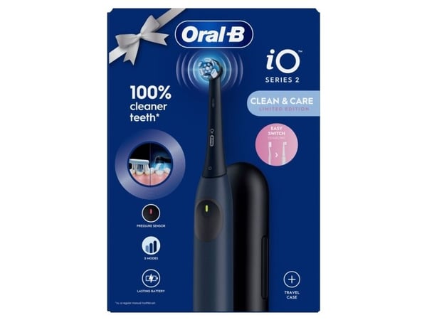 Oral-B iO Series 2, Voksen, Vibrerende tannbørste, Daglig stell, Sensitiv / Myk, Super sensitive, Blå, 2 min, Batteri