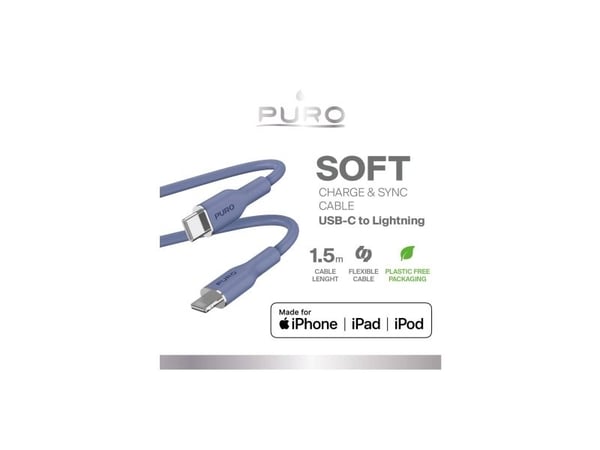 PURO PUCAPLTUSBCICONLBLUE, 1,5 m, Lightning, USB C, Hankjønn, Hankjønn, Blå