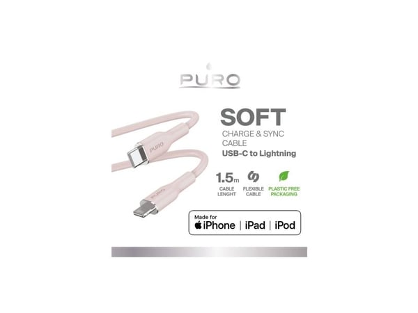 PURO PUCAPLTUSBCICONROSE, 1,5 m, Lightning, USB C, Hankjønn, Hankjønn, Rosa