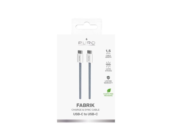 PURO PUCCCFABK415MTBLUE, 1,5 m, USB C, USB C, USB 2.0, sininen