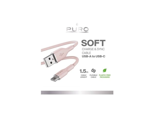 PURO PUUSBCICONROSE, 1,5 m, USB A, USB C, USB 3.2 Gen 1 (3.1 Gen 1), Rosa
