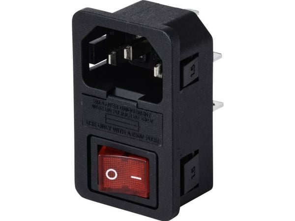 TRU COMPONENTS TC-13599520 IEC-liitin Pistoke, uppoasennus pystysuoraan Kokonaisnapojen lukumäärä: 3 10 A Musta 1 kpl