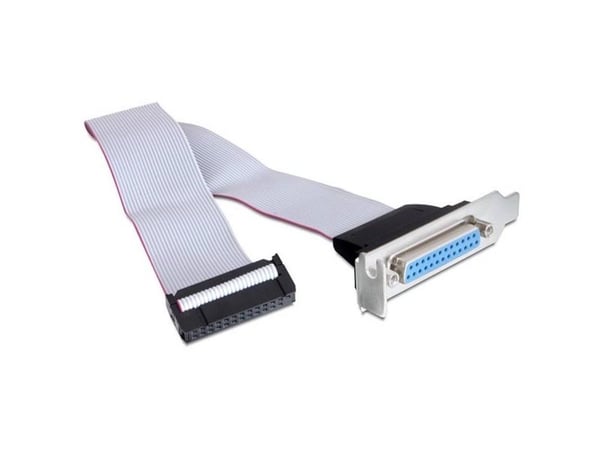 Delock Low Profile Slot Bracket > 1 x Parallel - Parallellpanel - DB-25 (hunn) til 25 pin IDC (hunn) - 22 cm
