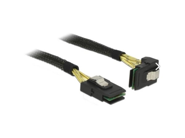 Delock - SAS intern kabel - SAS 6Gbit/s - Mini SAS (SFF-8087) (hann) til Mini SAS (SFF-8087) (hann) - 1 m - 90° kontakt