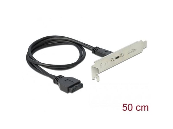 Delock Slot bracket - USB-panel - 19-pins USB 3.0-plugg (hunn) til USB-C (hunn) - 5 V - 900 mA - 50 cm - svart