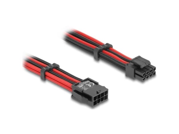 Delock - Strømforlengelseskabel - 8-pins EPS12V (hann) til 8-pins EPS12V (4+4) (hunn) - 3.3 / 5 / 12 V - 30 cm - rød/svart