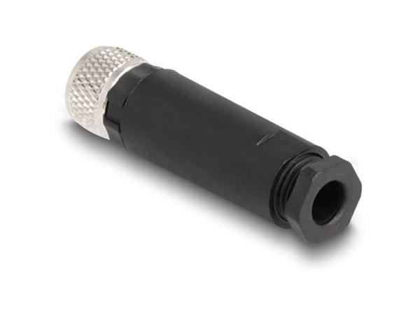 Delock - Nettverkkontakt - 3-stifts M8 (hunn) til 3-pole screw terminal (hunn) - 12.1 mm - IP67 - A-coded - svart