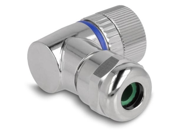Delock - Strømkontakt - 3-stifts M12 (hunn) vinklet til 3-pole screw terminal (hunn) vinklet - 250 V - 4 A - A-kodet - svart