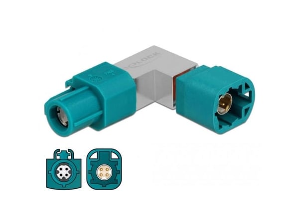 Delock - Data-adapter - HSD Z hunn til HSD Z hann - RAL 5021, vannblå - vinklet