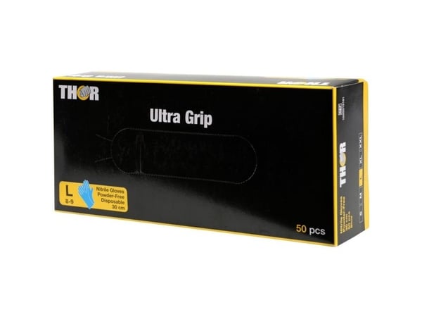Engångshandskar THOR Ultra Grip Long L mörkblå nitril fish scale-textured (10 st.)