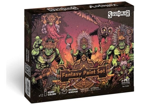 "Vallejo - Game Color / 12 väriä + hahmo - Squidmar Miniatures Fantasy Paint Set, 18 ml"