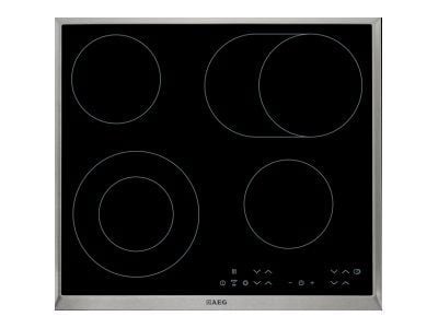 AEG HK634060XB - Keramisk komfyrtopp - 4 plater - Nisje - bredde: 56 cm - dybde: 49 cm - med pynt av rustfritt stål - svart