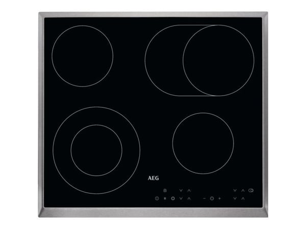 AEG HK634060XB - Keramisk komfyrtopp - 4 plater - Nisje - bredde: 56 cm - dybde: 49 cm - med pynt av rustfritt stål - svart