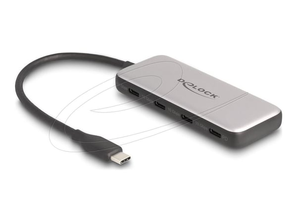 DeLOCK 64261, USB 3.2 Gen 1 (3.1 Gen 1) Typ-C, USB 3.2 Gen 1 (3.1 Gen 1) Typ-C, 10000 Mbit/s, Svart, Grå, Plast, Rund kabel