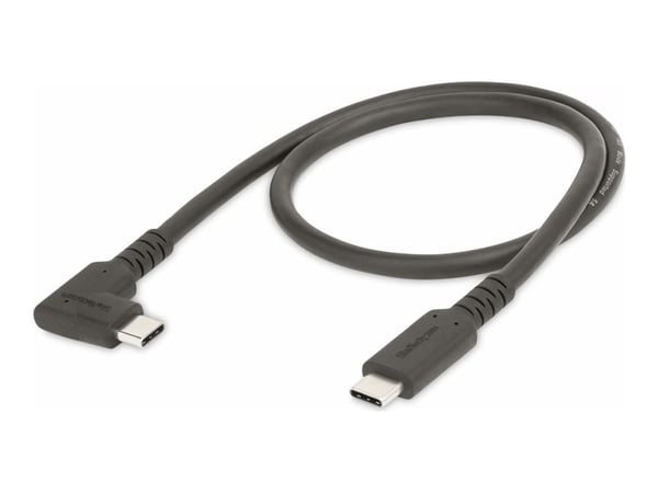 StarTech 1.6ft (50cm) Rugged Right Angle USB-C Cable, USB 3.2 Gen 2 (10 Gbps), USB C to C Data Transfer Cable, 4K 60Hz DP Alt Mode, 100W Power Deli...