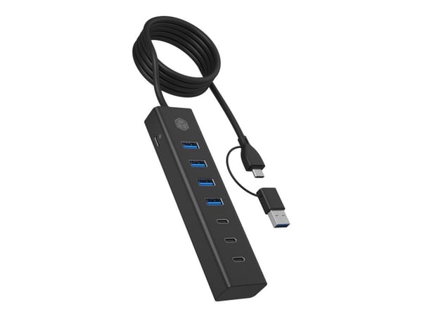 ICY BOX IB-HUB1737-C3 - Hubb - 4 x USB 3.2 Gen 1 + 3 x USB-C 3.2 Gen 1 - skrivbordsmodell