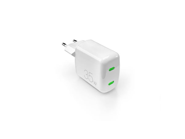 PURO MiniPro seinälaturi GaN - Virtalaturi 2 x USB-C 35W PD (valkoinen)