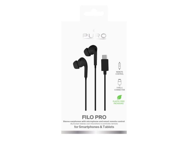 PURO PUIPHF31USBCBLK, Koblet med ledninger (ikke trådløs), Samtaler/musikk, 11 g, Hodesett, Sort