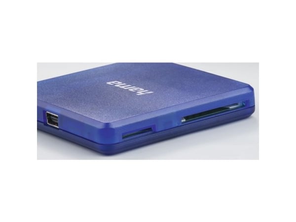 Hama 00124131, CF, MicroSD (TransFlash), MicroSDHC, MicroSDXC, SD, SDHC, SDXC, Blå, 480 Mbit/s, USB 2.0, 55,6 mm, 9,3 mm