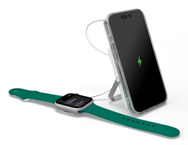 PURO Stand Power Mag, 5000 mAh, Lithium Polymer (LiPo), Trådløs lading, 5 V, Sølv, Hvit
