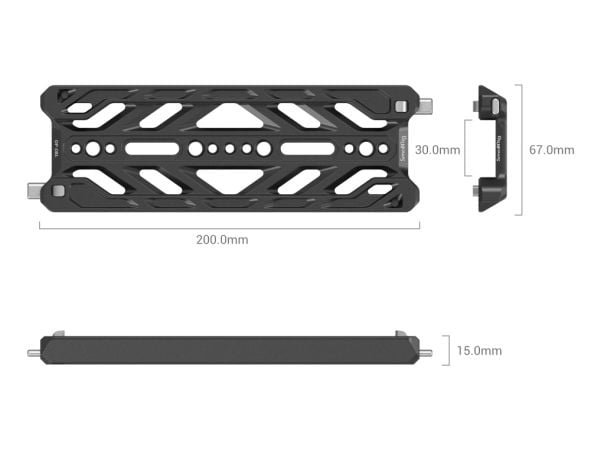 SmallRig 3770, Svalehaleplate, Sort, Aluminium, Rustfritt stål, 1/4-20, 3/8-16", 214 mm, 67 mm