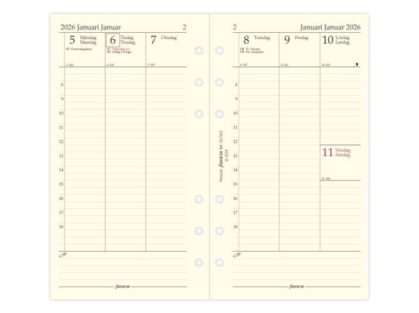 Refill Personal 2026 Week Per Posting Vertical ruotsi/tanska/norja