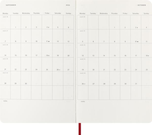 Moleskine Classic Soft 12M Daily Large Rød 2026