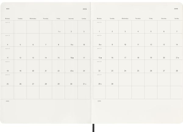 Classic Soft 12M Week Note XL Svart 2026
