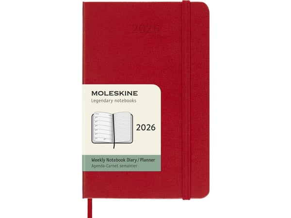 Classic Hard 12M Week Note Pocket Rød 2026