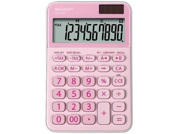 Sharp EL-M335, Desktop, Grunnleggende, 10 sifre, Batteri/Solcelle, Rosa