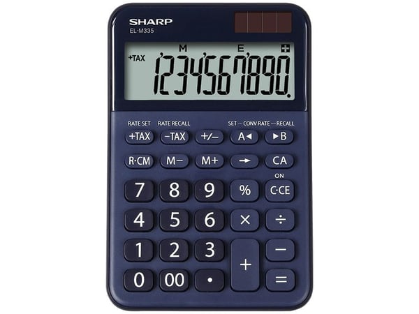 Sharp EL-M335, Desktop, Grunnleggende, 10 sifre, Batteri/Solcelle, Blå