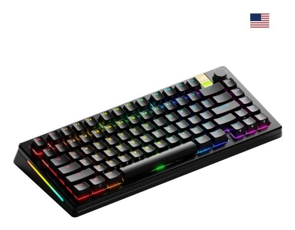 Glorious Gaming GMMK 3 PRO HE 75% Prebuilt, Trådlös, Trådlös RF + Bluetooth, Mekaniska tangentbrytare, QWERTY, RGB LED, Svart